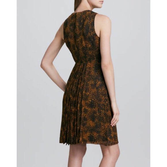 Burberry Brit Zip-Front Leopard-Print Mulberry Silk Dress Size 4 Georgette - Picture 2 of 14